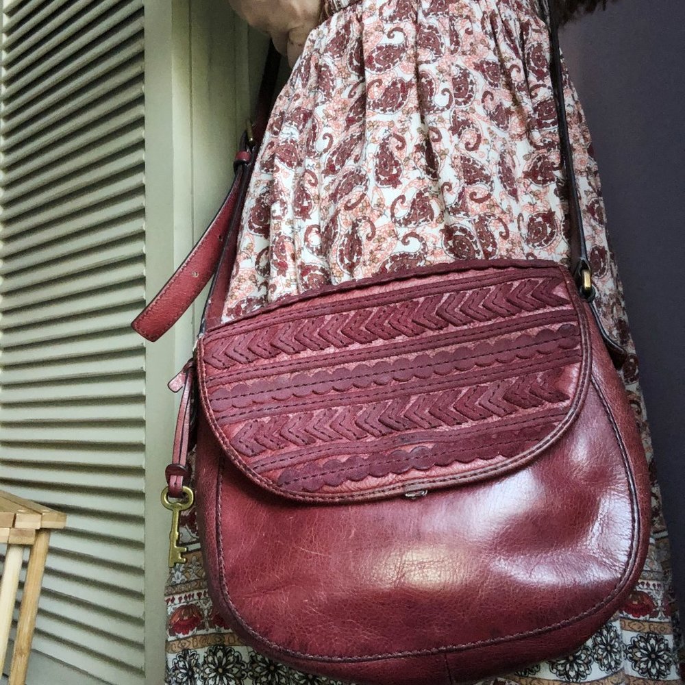 Maroon Fossil Crossbody Purse